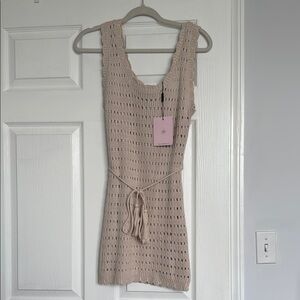 Hello Molly Beige Knit Mini Dress